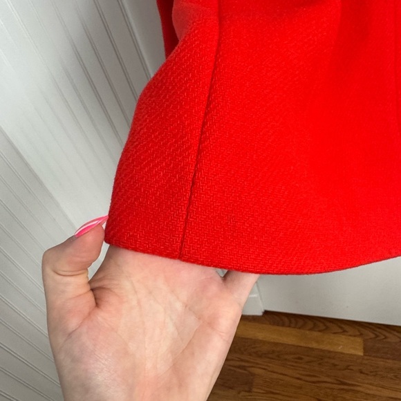 J CREW LODGE COAT IN ITALIAN STADIUM CLOTH WOOL Orange Red Size 14 - Picture 6 of 13